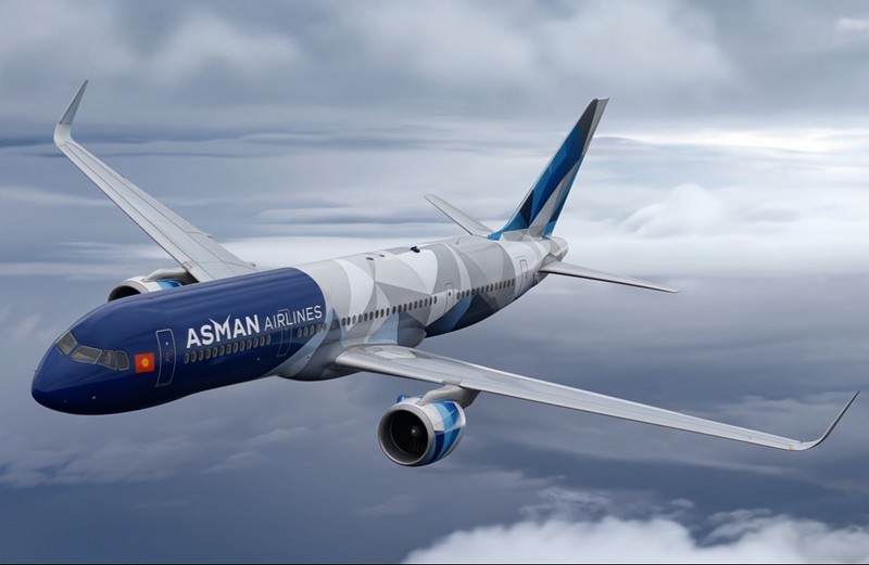 Изображение самолета Airbus A321 кыргызской авиакомпании Asman Airlines