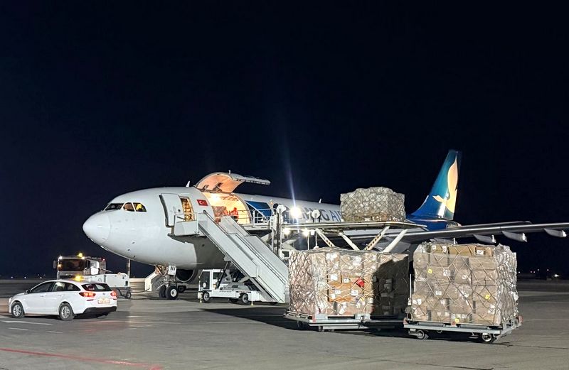 MNG Airlines' freighter unloading at Aktau airport in Kazakhstan