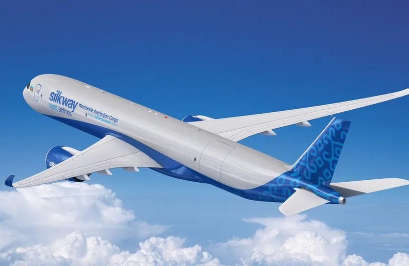 Airbus A350F in Azeri Silk Way West Airlines' livery