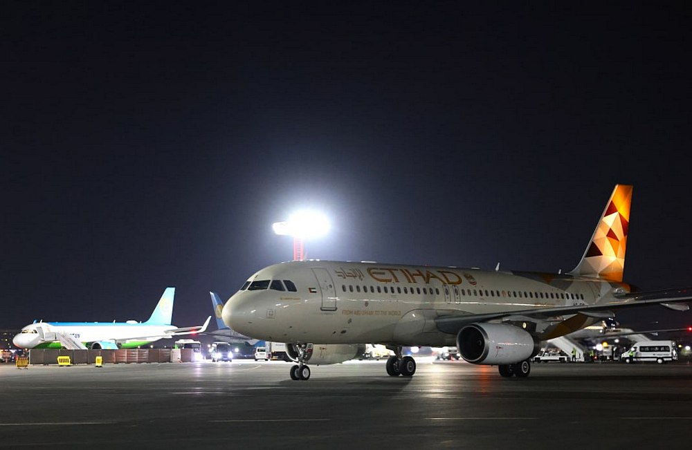 Etihad Airways' Airbus A320 aircraft in Tashkent, Uzbekistan
