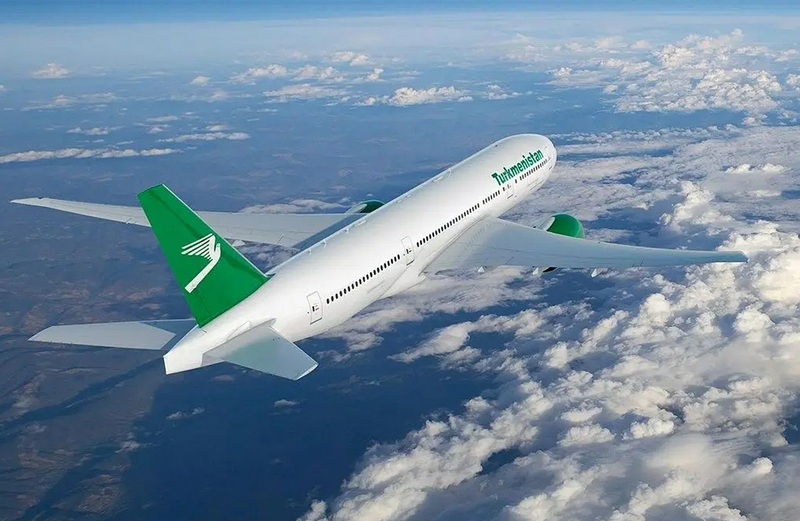 Turkmenistan Airlines' Boeing 777 inflight