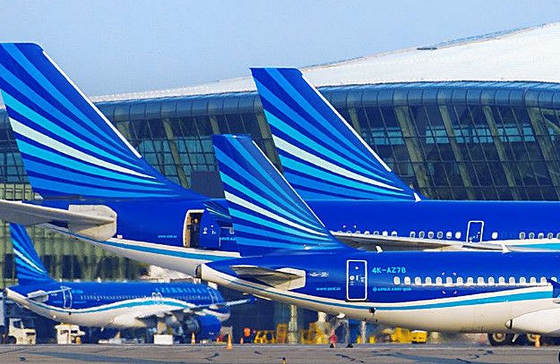 tails of Azerbaijan Airlines' aircraft