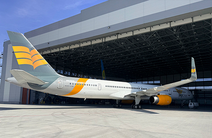 Aircraft entering Uzbekistan Airways Technics' hangar at Tashkent airport